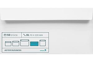 Netuno 50 buste per lettera bianche lunghe formato DL 110 x 220 mm 120g Aster Business buste commerciali eleganti senza finestra busta americana DL bianca elegante per inviti partecipazioni