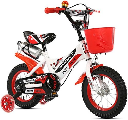 Kids Bikes,High Carbon Steel Bearing Frame Bicycle With Removable Stabilisers ,Bottle Holder And Plastic Basket ,Sizes 12'',14'',16'',18,For 3-9-Year-Old Boys And Girls, Send Pump, Installation Tool, Bell, Protection Tool,Red,14''