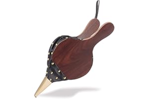 KATLEAY Souffleur d'Air en Bois, Souffleur de Cheminée, Soufflet en Bois Manuel, Buse en Fonte de Soufflet de Cheminée en Bois Avec Cordon Suspension, pour Cheminée, Barbecue, Camping Plein Air (Marron)