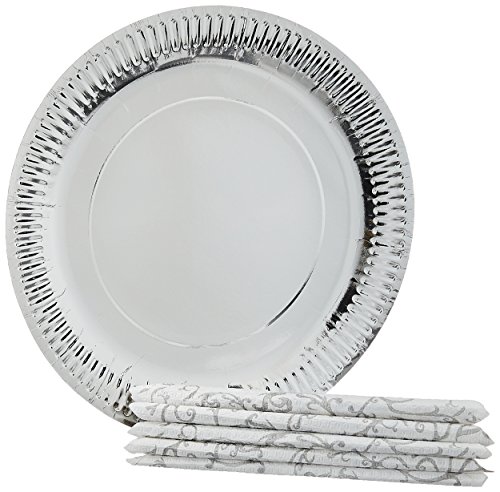 Origami Printed Plates 28 cm – 10 Pieces with Napkins 32 cm – 10 Pieces (Pack of 4)