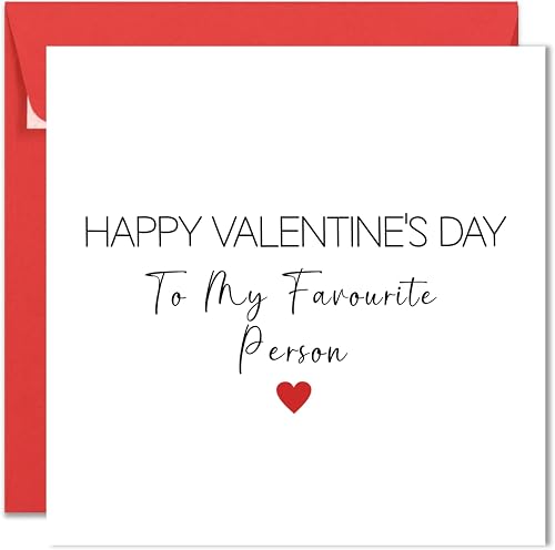 Printperfect - Valentines Card - Boyfriend Girlfriend Husband Wife Valentines Day Card - 'To My Favourite Person' - I Love You Gifts For Him or Her - Sweet Valentines Cards for Partner Valentine's