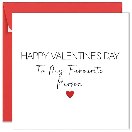 Printperfect - Valentines Card - Boyfriend Girlfriend Husband Wife Valentines Day Card - 'To My Favourite Person' - I Love You Gifts For Him or Her - Sweet Valentines Cards for Partner Valentine's