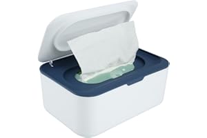 Fanomini Wipes Dispenser Baby Wipe Holder Sealing Refillable Wipe Container Keeps Wipes Fresh Dustproof Tissues Wipes Case with Lids for Home Bedroom Nursery Room Car Office Bathroom(navy blue)