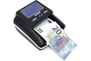 DISCORAMA® - RILEVATORE DI SOLDI FALSI AGGIORNABILE CON USB VERIFICA BANCONOTE FALSE EURO CON ALIMENTATORE E BATTERIA RICARICABILE CONTA BANCONOTE