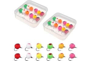 DONGKER Fly Fishing Flies Kit,24 PCS Brass Beadhead Bug Egg Floating Fly Lure for Bass Trout Salmon Fishing Steelhead