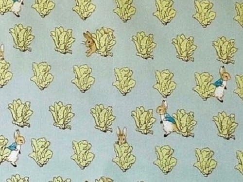 Fat Quarter Peter Rabbit in Cabbages Potter Teal 100% Cotton Quilting Fabric