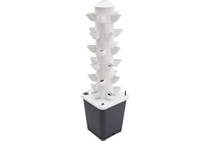 Akuoyiexemye Kit per coltivazione verticale idroponica a 6 ripiani, con 30 siti di impianto, serbatoio dell'acqua da 10 l, sistema di coltivazione di piante senza terra, torre idroponica per balconi,