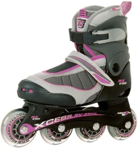 XCESS MX S1000 ADJUSTABLE INLINE SKATE - LILAC TRIM - SIZE MEDUIM UK12 TO UK2