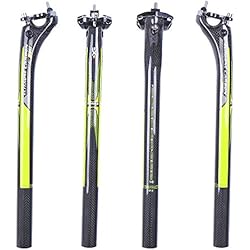 ELITA ONE Full de fibra de carbono carretera mtb bike Ciclismo Tijas Ø27.2/30.9/31.6mm,verde brillante 3k Fibra de carbono Apariencia (Ø30.9*350mm)