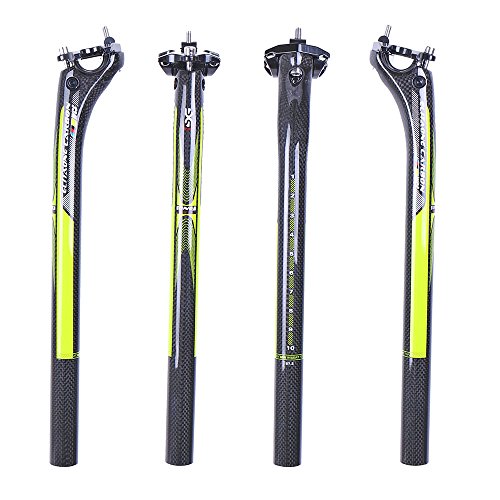 ELITA ONE Full de fibra de carbono carretera mtb bike Ciclismo Tijas Ø27.2/30.9/31.6mm,verde brillante 3k Fibra de carbono Apariencia (Ø30.9*350mm)