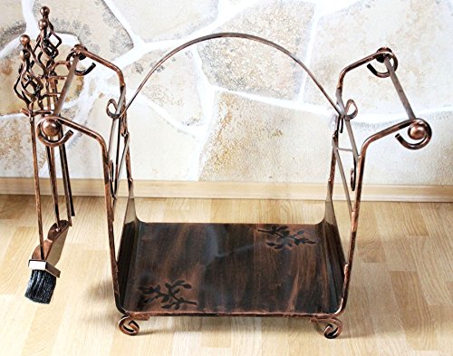 Kaminholzregal mit Kaminbesteck Art.183 Kaminholzständer 77 cm Holzkorb Kaminset - 6