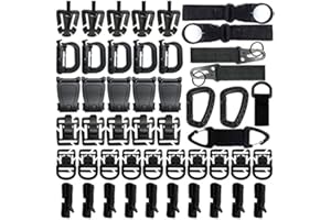 Eagool 42 PC Táctico Engranaje Clip Molle Webbing Accesorios por Táctica Zaino Chaleco Molle Llavero Anilla Cierre Agua Tubo Clip Web Dominator Fibbia con Elastico Cadena