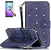 Produktbild ISENPENK Samsung Galaxy A3(2016)/A310/A3(2016)Duos Hülle Leder Original Flip Bookstyle Wasserdicht Shockproof Protection LeatherCase,Feder Muster Pattern PU Leder Case Tasche mit Intern Bequem Karte Schlitz Anti-Sturz Stoßfest Abdeckung Entwurf Stoßdämpfend Triangle Hemming Schutzhülle Inneren Gedruckten Musters Brieftasche mit Standfunktion Schutzhülle Handy Gürtel für Samsung Galaxy A3(2016)/A310 4.7Zoll-[feder tiefblau]+Panzerglas Folie/Display foile/display schutzfolie
