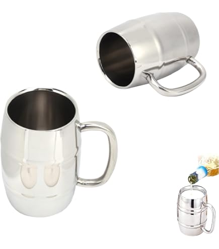 2Pcs Edelstahl Bierbecher 550 Ml – Doppelwandig Isoliert Für Heiße & Kalte Getränke
