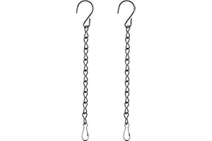 Quesuc Confezione da 2 catene da appendere per mangiatoie per uccelli, fioriere, lanterne e ornamenti (24 cm, nero)