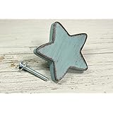 Bouton de meuble,de tiroir,étoile bleue patinée en bois peint