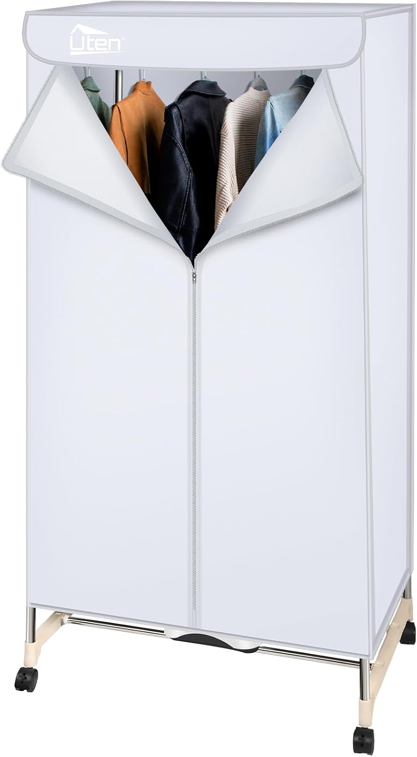 Uten Secadora de Ropa Eléctrica Portátil 1500W con Reducción de Ruido para Dormitorios Familiares, Alta Capacidad Fácil de Almacenar (Cuadrado)