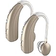 Fastwell 2 unit For Both Ear Rechargeable Hearing Aids with Noise Cancelling, Nano Hearing Amplifier Assist Miracle Ear for Adults,Digital Hearing Amplifiers for Hearing Loss (Pair-Gold)