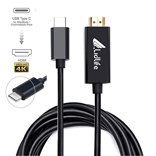 Adattatore da USB-C a HDMI, Lidlife 1080P USB 3.1 Tipo C (compatibile con USB-C e Thunderbolt 3 porte) a HDMI Supporta adattatore HDTV HHD da 4 kHz Cavo da 1,8 m con custodia in alluminio per nuovo MacBook Google Chromebook Pixel
