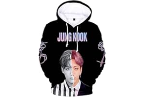 Flyself Unisexe Sweats à Capuche Kpop 3D Imprimé Love Yourself Longue Manche Sweat-Shirt Pull à Capuche Bangtan Boys Suga Jin Jimin Jung Kook V J-Hope RM