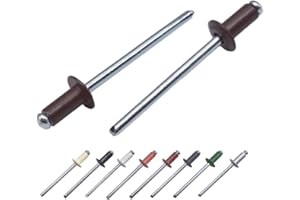 MARCOPOL Confezione da 500 rivetti ciechi verniciati 4,0 x 10 mm, testa a cupola, DIN 7337, rivetti in alluminio e mandrino in acciaio, rivetti pop (500, marrone cioccolato RAL 8017)