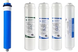 Membrana 75 GPD + zestaw 4 filtrów Inline. 1 filtr osadowy, 1 filtr węglowy GAC, 1 blokowy filtr węglowy i 1 filtr końcowy z naturalnego kokosa. Bbagua.