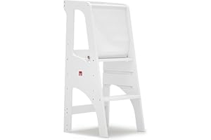 Améliorez l'apprentissage de Votre Enfant avec la Tour d'apprentissage Bianconiglio Kids® Evo : réglable en Hauteur, Bords arrondis, fabriquée à la Main en Italie. (Blanc Lavable, Kidsafe)