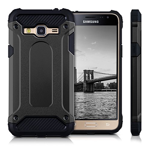 kwmobile Funda para Samsung Galaxy J3  2016  DUOS - Carcasa  h  brida  de  TPU  con dise  o Transformer en  Antracita Negro 