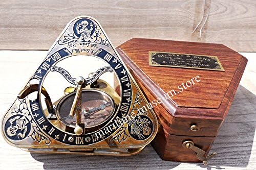 Handmade Triangular Sundial Compass With spirit level, lockable direction point. C-3012
