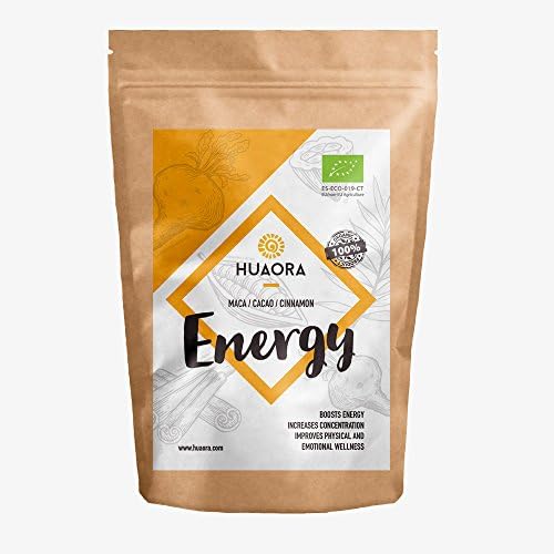 Huaora Energy - Maca, Cinnamon, Cacao | Organic Farming, Gluten Free, Soy Free, Lactose Free & Suitable for Vegans (150gr)