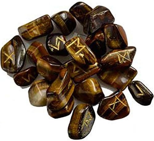 Natural Tiger Eye Stones Rune Set 25 PC Tumble Gemstones Reiki Healing Therapy