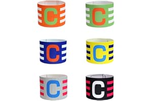 YHIJSR 6 Pezzi Fasce da Capitano Fascia da Braccio Capitan Football Colore Elastico Fascia da Capitano Calcio Elastico Regolabile Polsino Elastico Regolabile in Velcro C