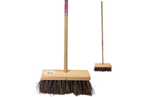 Synx Tools Escoba - Escoba Ciudad 30 cm - Deshollinador - Barredora - Acero 120 cm - Fibra natural dura - Escoba de calle - Escobas - Escoba al aire libre - Escoba de jardín