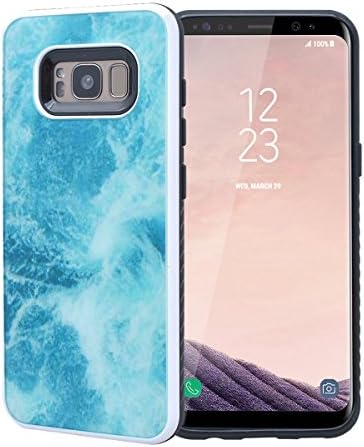 VemMore for Samsung Galaxy S8 Hard PC Marble Case High Slim Fit Dual Layer [ 2 in 1 ] Hard PC + TPU Protective Shell Quality Plastic Hardcase Back Cover Granite Marble Natural Stone Pattern Design Premium Anti-Scratch Thin Flexible Smooth Case Cover Rigid Protective Sleeve for Samsung Galaxy S8 - Blue