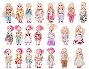 MEOL Toys Pack of 10 4 Mini Doll with Colorful Clothes (Pack of 10)