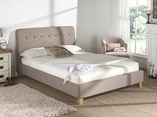 Snuggle Beds Luca Oat Solid Slatted Fabric Upholstered Bed Frame