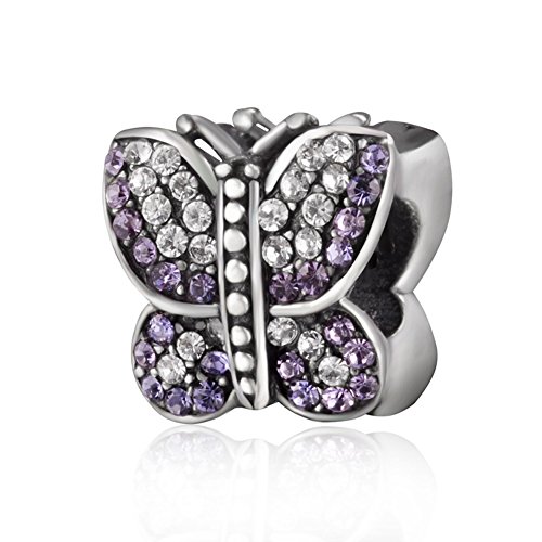 Soulbead Brillante Mariposa Encanto con Cristales de Australia Genuino 925 Plata de Ley Bead para Compatible Marca Europea Pulsera
