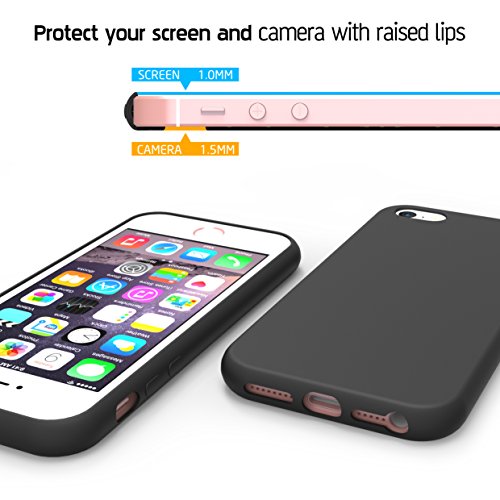 iPhone SE Case,SplaksÂ® [Black] Extra Shock-Absorb Case Cover with Camera Protection ,Extreme Lightweight Soft Flexible TPU Rubber Anti-Scratch Protective Case For iPhone SE/5 SE/5/5S-Black