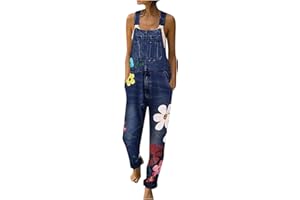 BaoDan Salopette Longue Femme Jambe Large, Combinaison Pantalon Grande Taille Rétro, Jumpsuit Salopette Femme avec Bretelles/Bandage