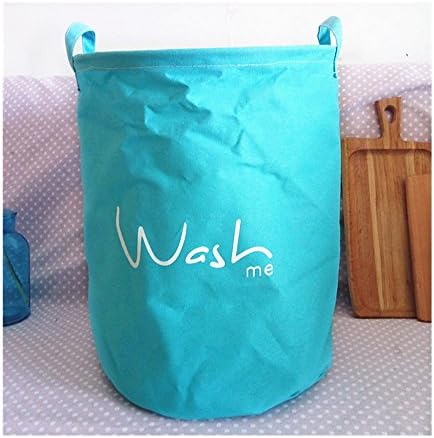 Saint Kaiko Large Capacity Cotton Laundry Hamper Foldable with Lid Laundry Basket Laundry Bin Round Storage Basket torage Box Toy Organiser for Nursery Toys Clothing (Red) (Blue)