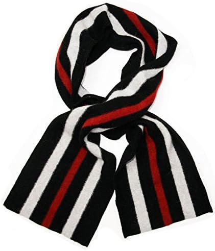 Multi coloured Felted Stripe Wool Scarf - Black/Grey/Red - Made in Scotland