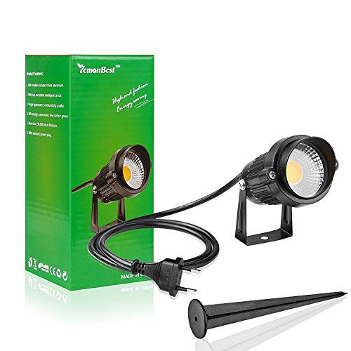 LemonBest® 5W LED Gartenstrahler Lawn Licht Garten Scheinwerfer mit Erdspieß für den Außenbereich, IP65, AC 85-245V, EU Stecker (Warm weiß) - 7