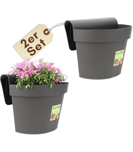 E&K Gelnder Pflanztopf Gelndertopf Blumentopf Balkontopf aus Kunststoff  Ecken und Kanten, Farbe:cremewei : Amazon.de: Garten