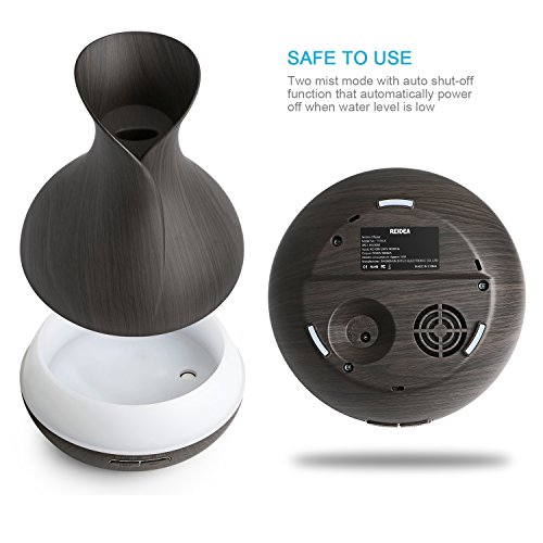 REIDEA Aroma Diffuser 400ml Leise Kalten Nebel Luftbefeuchter Oil Düfte Humidifier Holzmaserung LED mit 7 Farben, Timer und Abschaltautomatik - 5