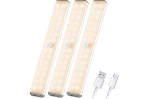 VCY Under Cupboard lights,LED Motion Sensor Light Indoor Closet Wireless Undercounter Lights Kitchen Cabinet Lighting Rechargeable Battery Powered Bedroom Night Homelife Stick On for Shelf Stair lamps
