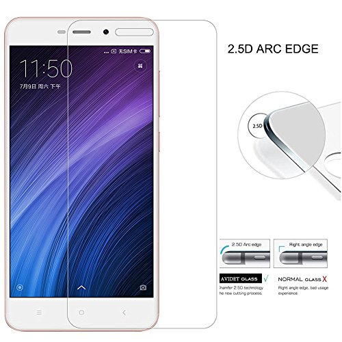 EasyULT  2 Pack  Protector de Pantalla XIAOMI REDMI 4A   Protector Pantalla de Cristal Templado para XIAOMI REDMI 4A   Transparente Dureza de Grado 9H 