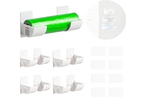 ANNERATTERYER 4 Paare Wandmontierter Müllbeutelhalter,Weiß Müllbeutelhalter,Müllbeutel-Organizer für die Speisekammer,Müllsack-Wandhalter,für Küche,Speisekammer,Garage,Badezimmer