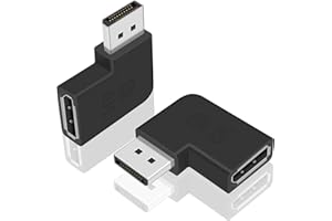 Maxhood 90 Degree Displayport Cable Adapter Converter, 8K DP 1.4 Male to DP Female Extension Adapter, Left Angled DP Displayport Adapter, 2 Pack