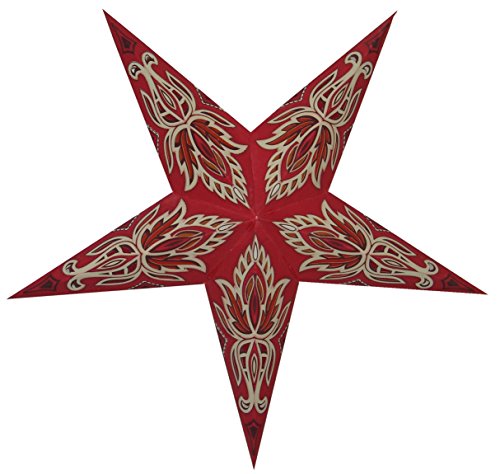 Weihnachtsstern / Papierstern Lampenschirme mit funkelnden dekorativen Designs in Handarbeit RIGEL – Rot - 2