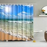 GWELL Top Qualität Anti-Schimmel Duschvorhang Digitaldruck inkl. 12 Duschvorhangringe für Badezimmer Art-J 180x200cm